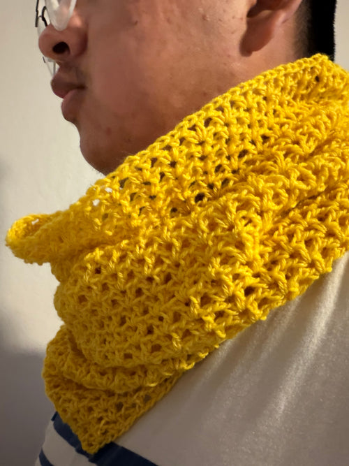 Sour Citrus Crochet Cowl - Acrylic/Wool/Nylon Blend - Handmade Scarf