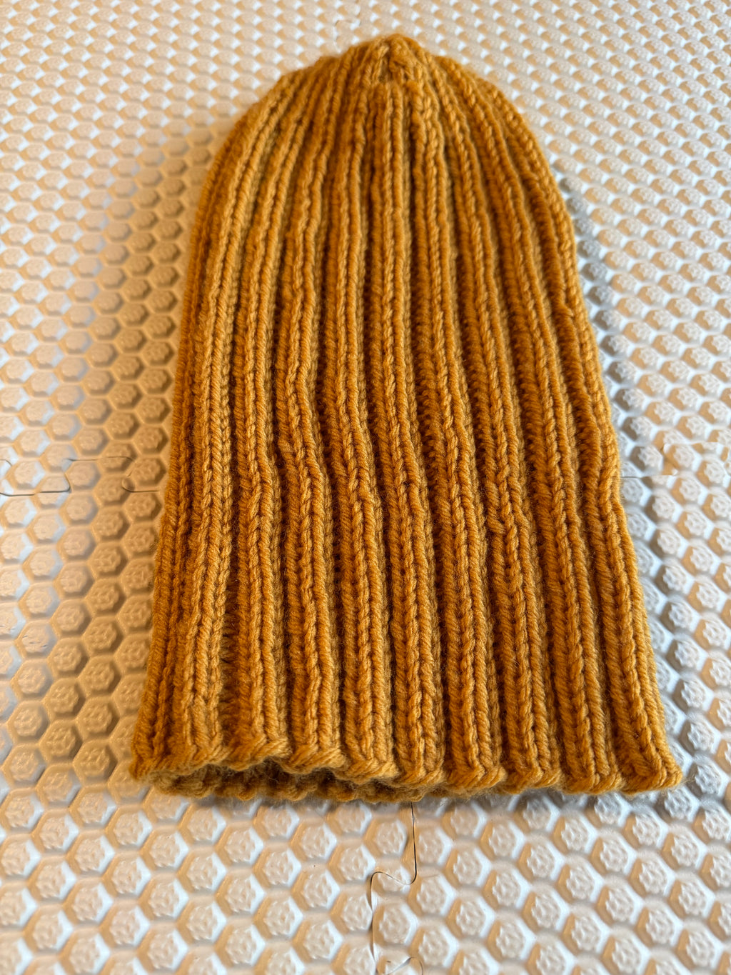 Mustard Knitted Beanie - 100% Premium Acrylic - Handknit Winter Hat