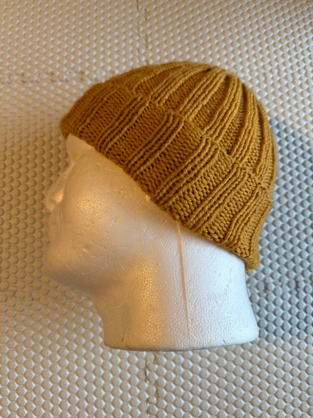 Mustard Knitted Beanie - 100% Premium Acrylic - Handknit Winter Hat